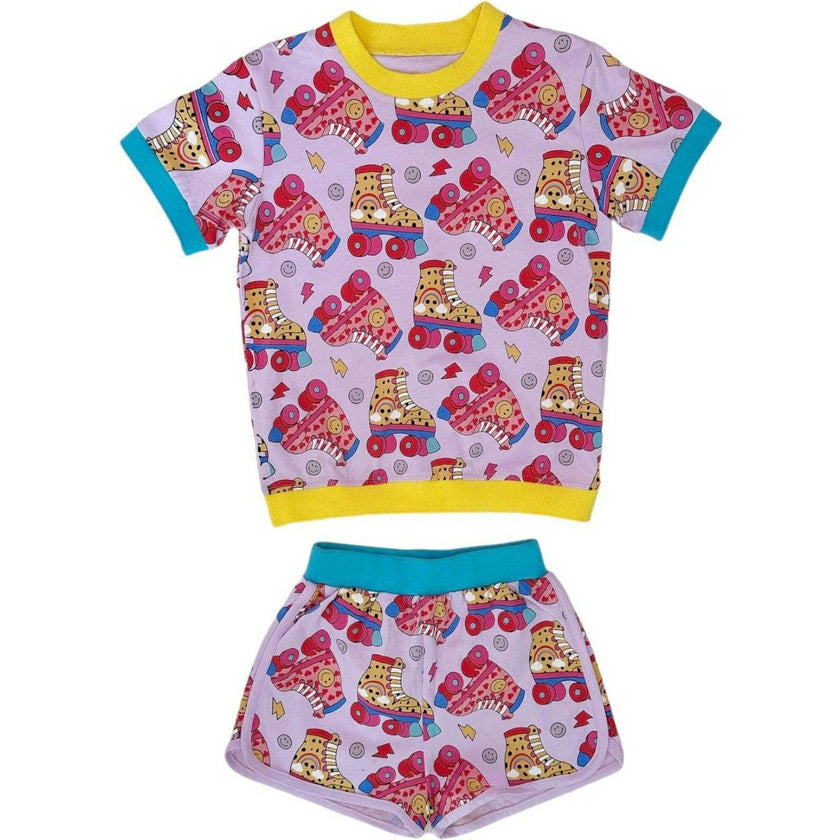 Roller Girl Print 2-Piece Tee & Short Set