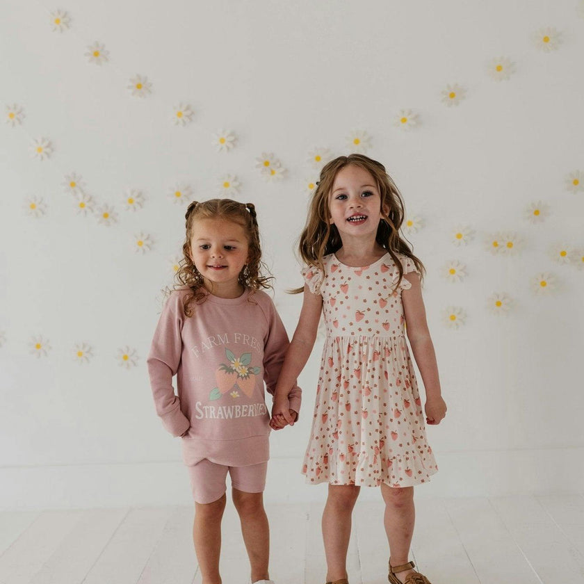 Girls Raglan Sweatshirt in Farm Fresh Strawberries