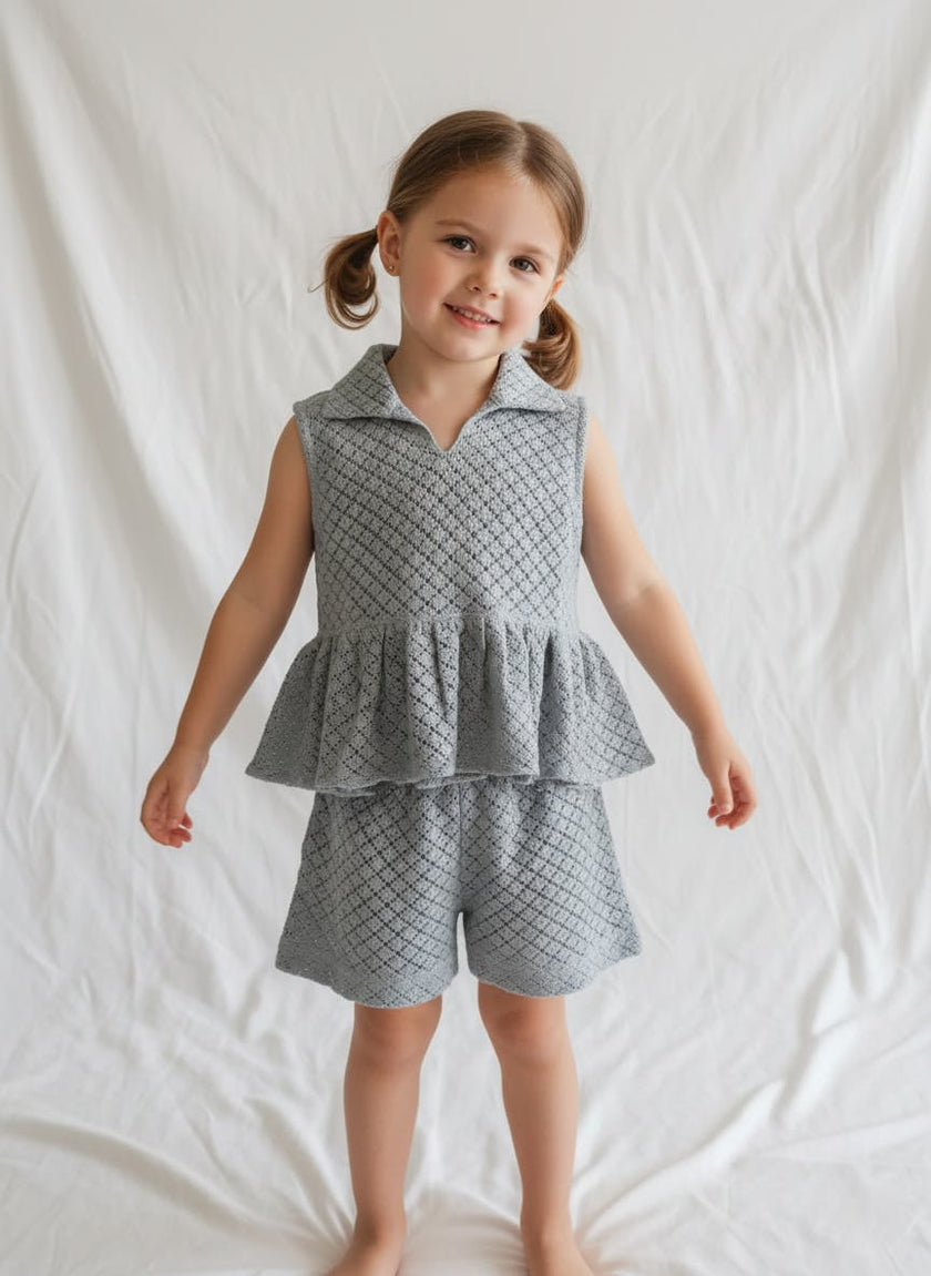 Florence Shorts and Top Set Powder Blue — Cotton Girls Co-Ord | Infant to Tween 0-13 Years
