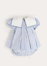 Alexander Stripe Mariner Collar Embroidered Boat Detail Dress with Bloomers in Blue (6mths-3yrs)