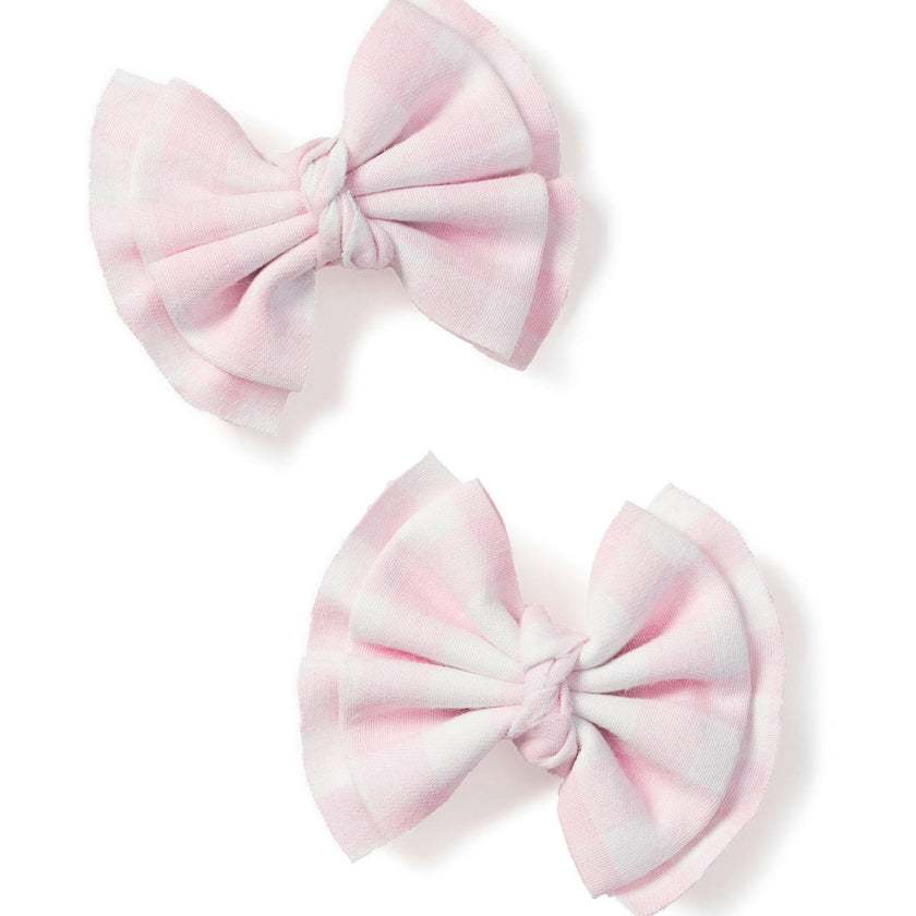Girl's Twill Hair Bows in Pink Gingham