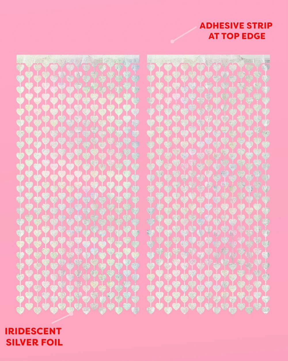 Shimmer Heart Curtain - iridescent foil curtain