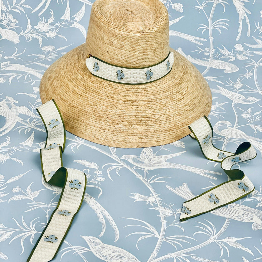 Wildflower Sun Hat (PreOrder Shipping June 15th) - Ivory Wide & Short Grosgrain Ribbon