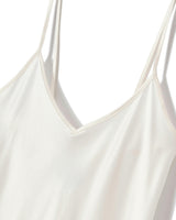 The Bijou Silk Mini Slip Dress in White