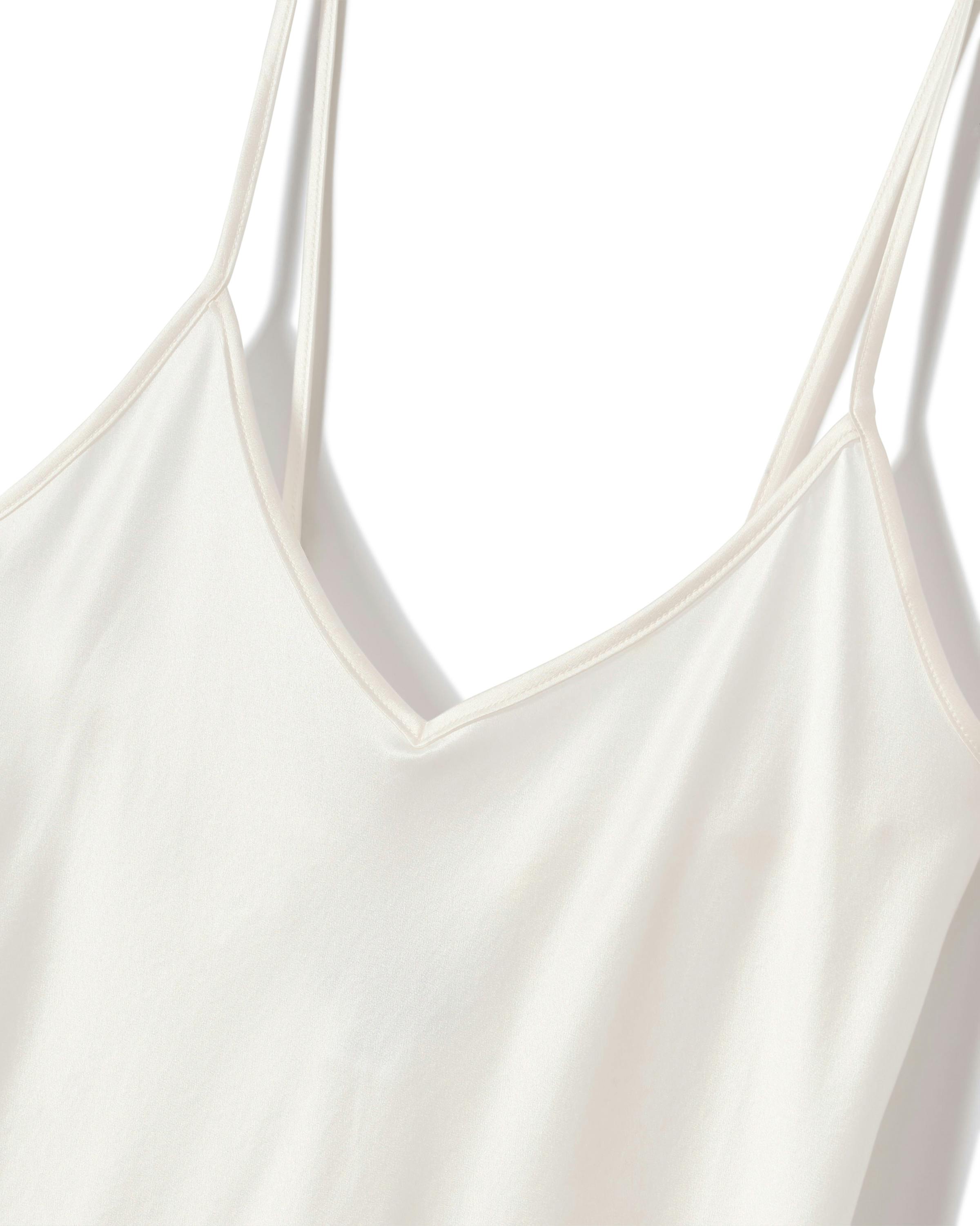 The Bijou Silk Mini Slip Dress in White