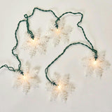 White Glitter Snowflake Cutout 10 String Christmas Party Light Strand Set