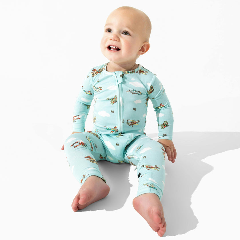 Vintage Airplanes Bamboo Convertible Footie