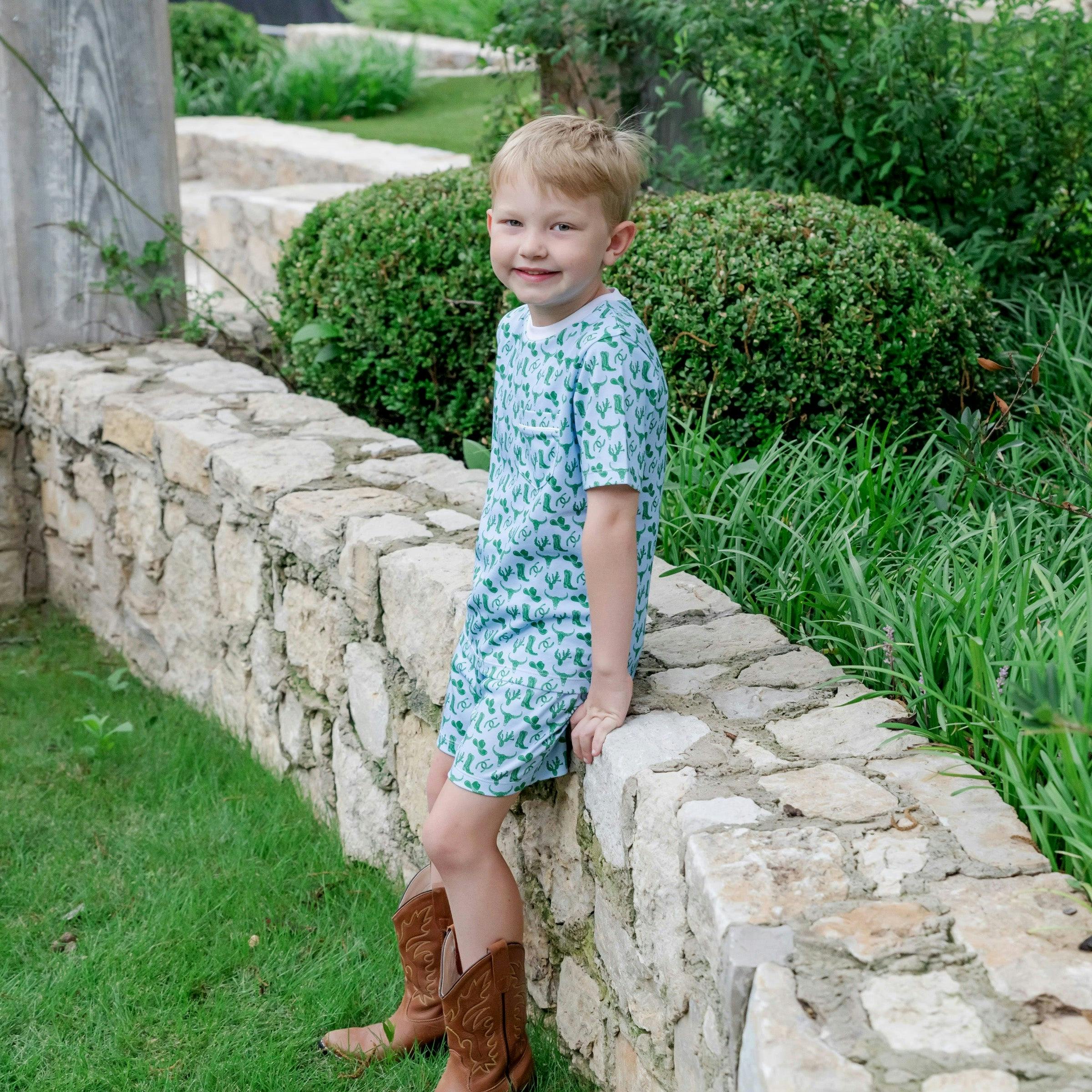 Charles Boys' Short Set - Wild West Blue