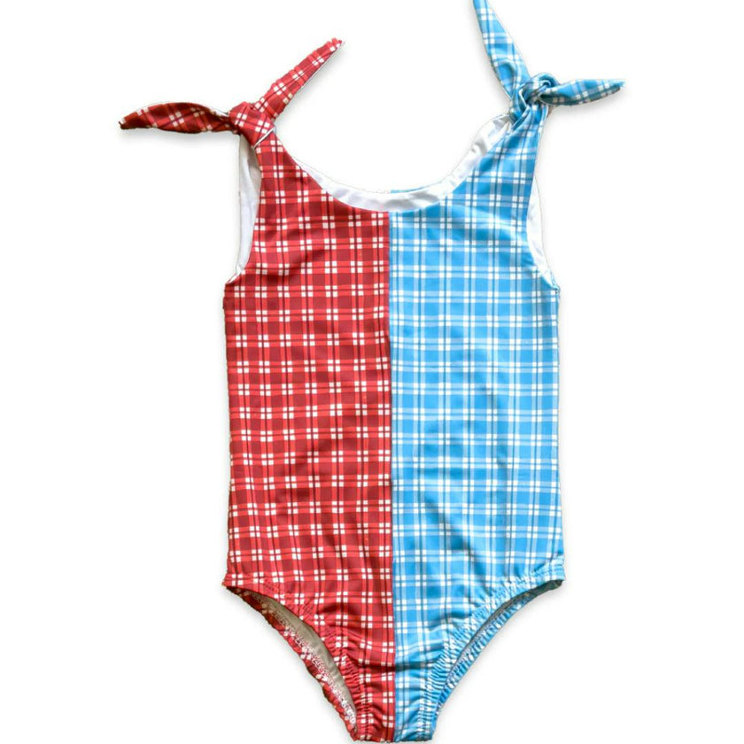 Twist Suit | Tie-top One Piece | Cherry Check and Dockside Check