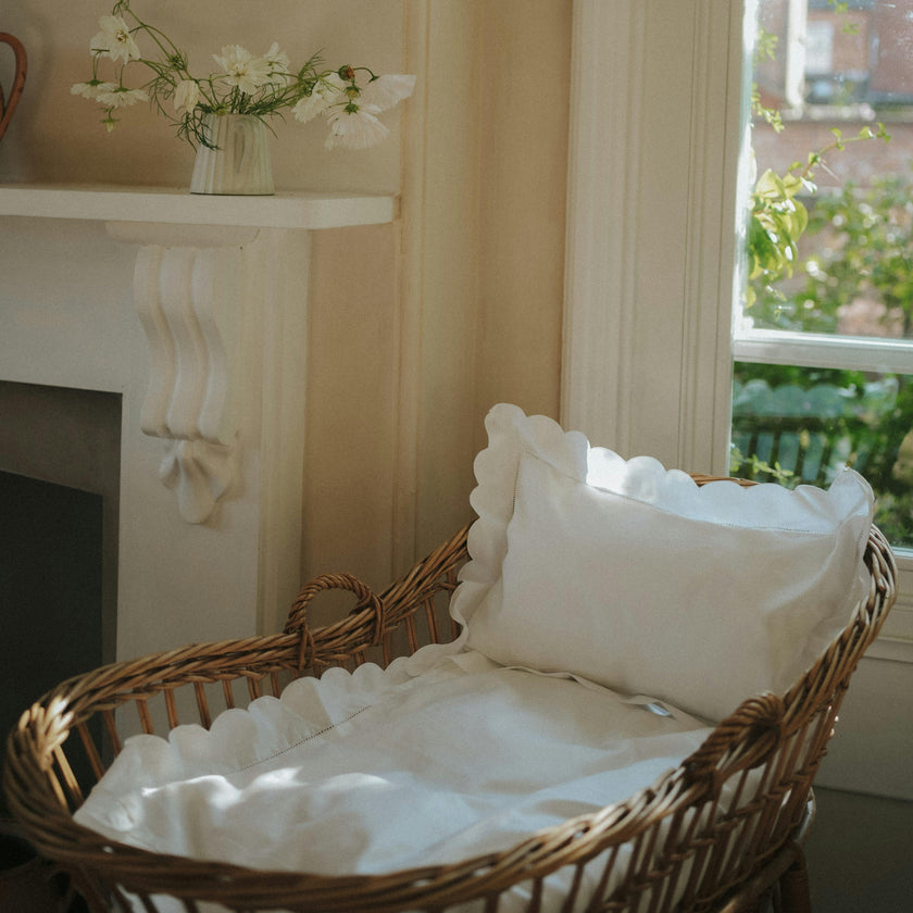 Scalloped Starlight Baby Duvet, White