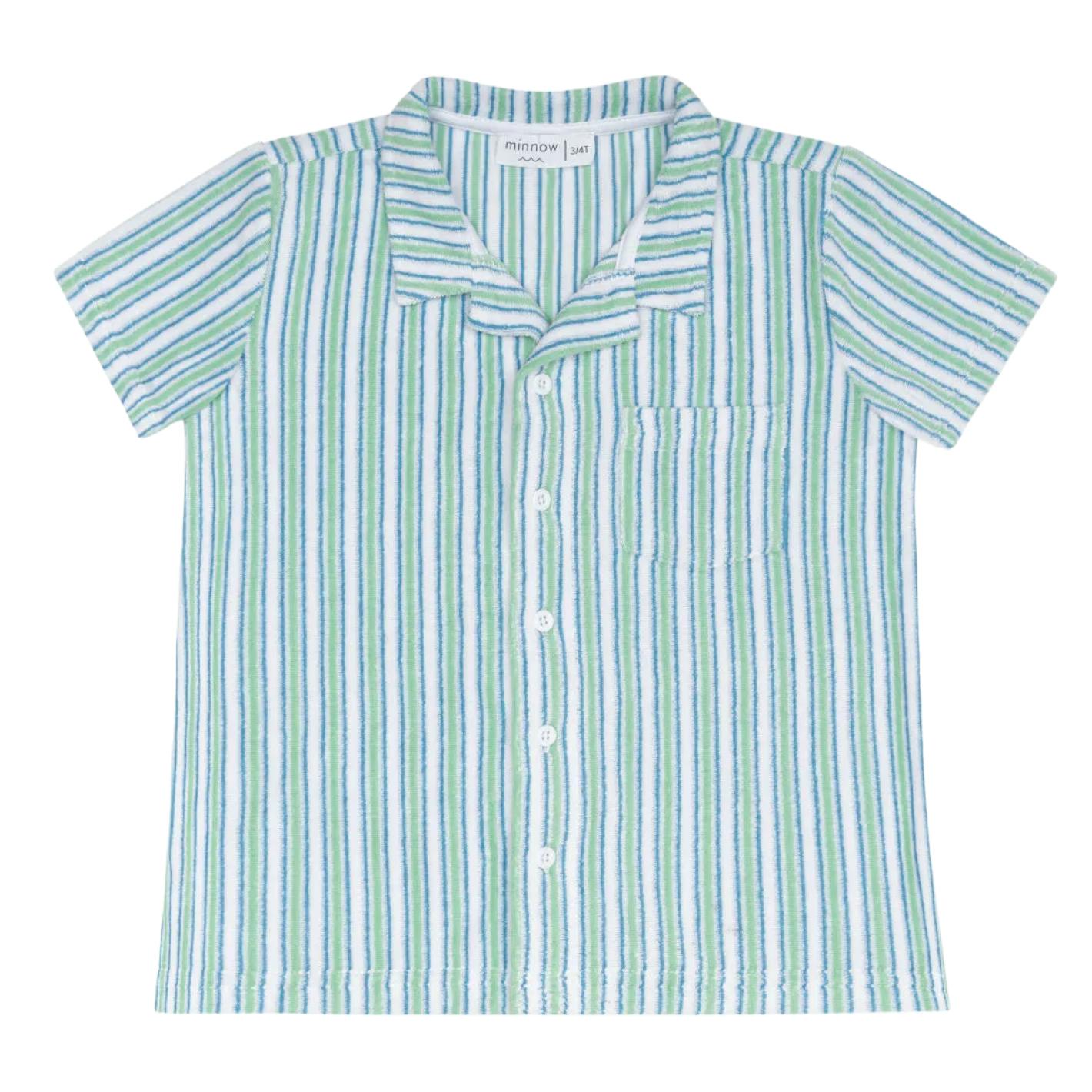 boys tamarin stripe french terry button up