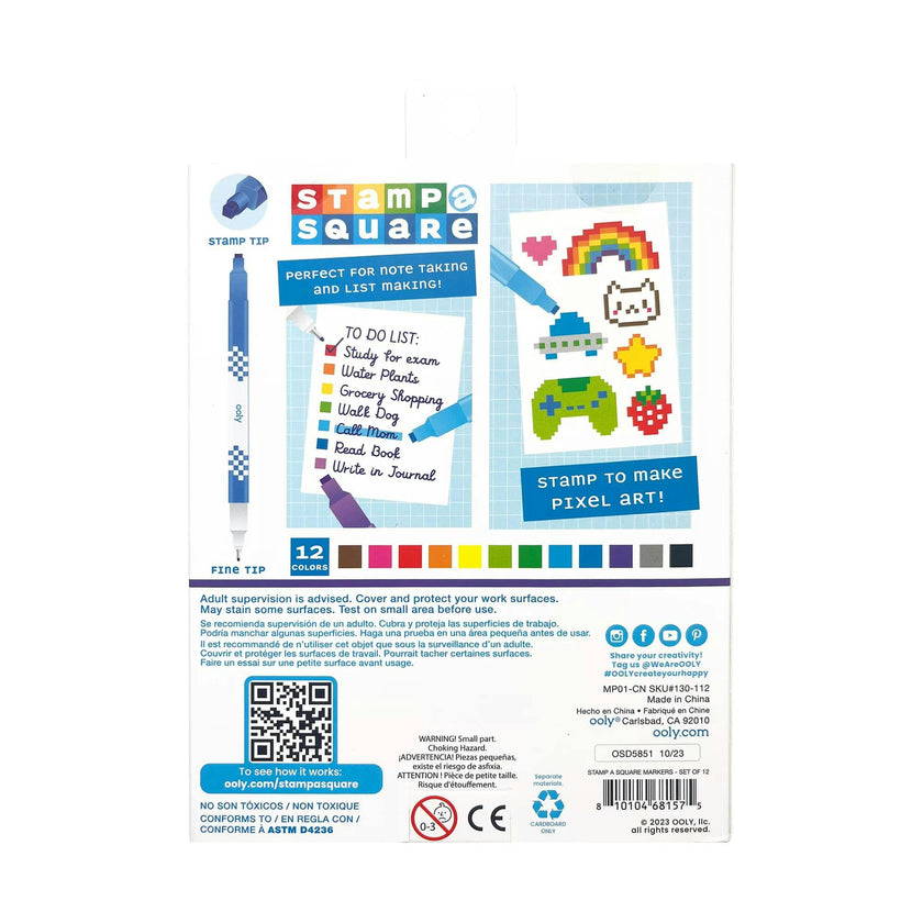 Stamp-A-Square Double Ended Markers - Set of 12