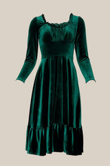 Cypress Dress in Green Velvet