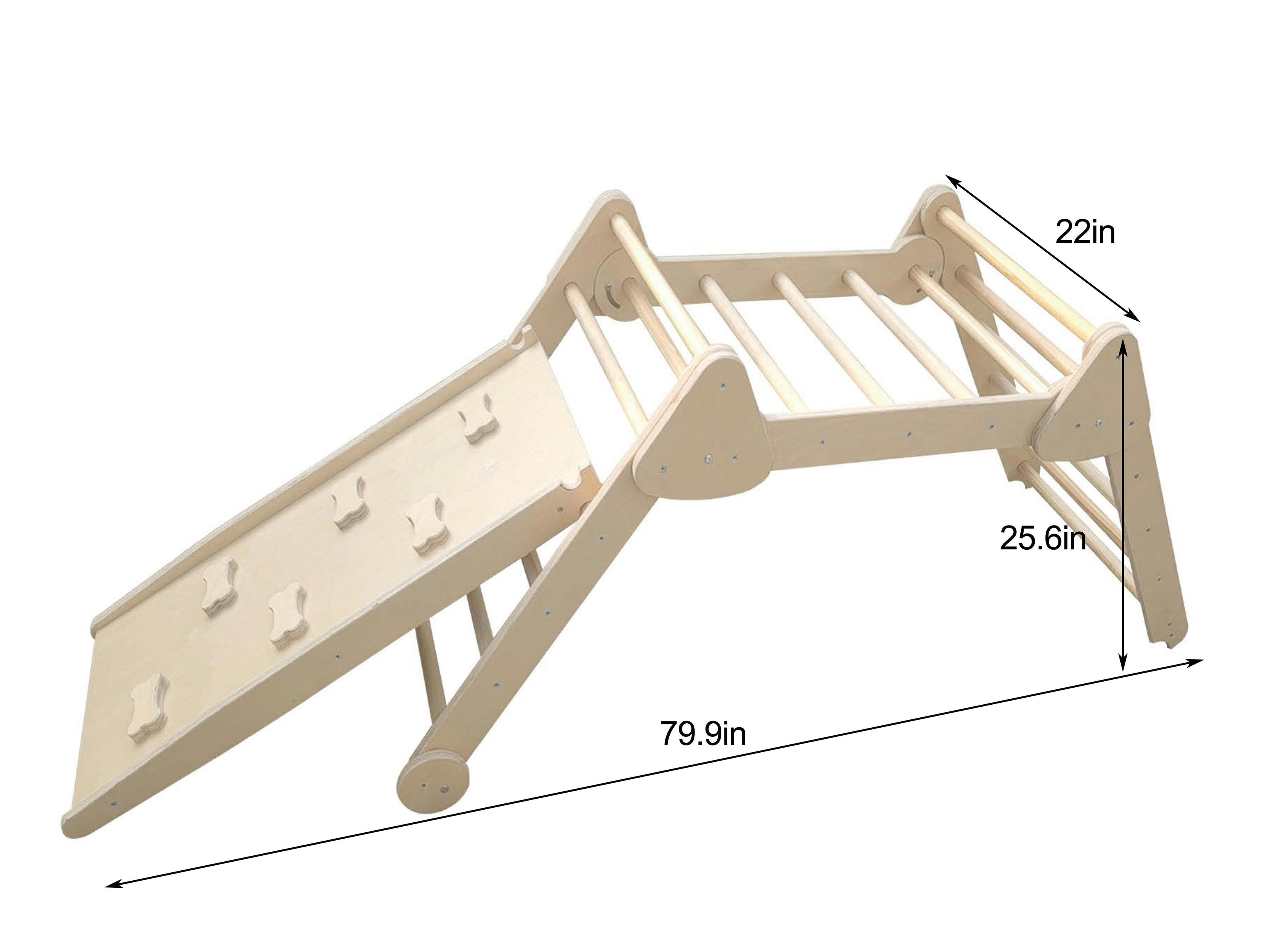 Vicus Foldable Triangle Ladder with Ramp | Montessori Toddler Climber with Rock Steps & Slide