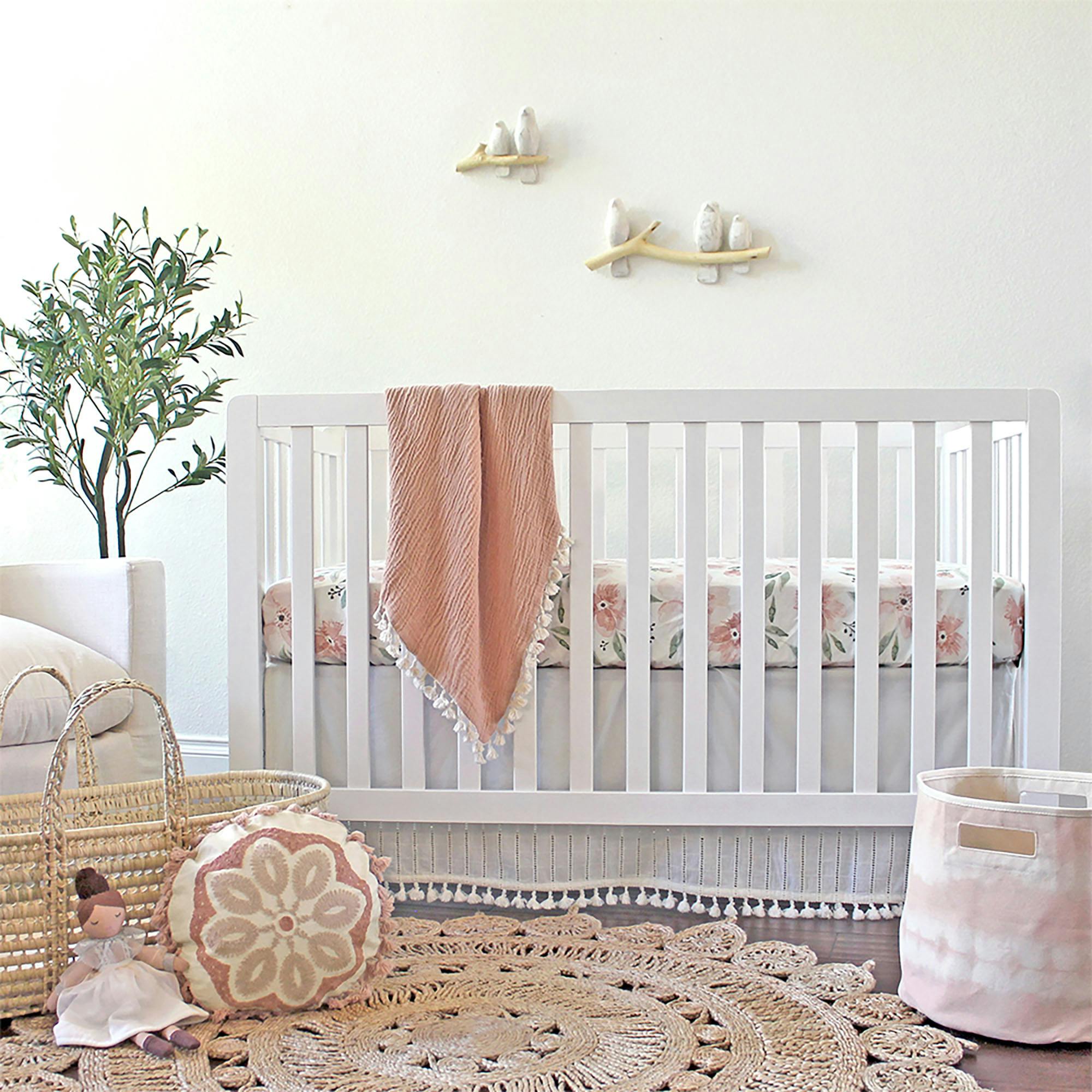 Parker Pink Floral Cotton Fitted Crib Sheet