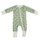 Baby Boy Long Sleeve Zip Romper in Golf Cart