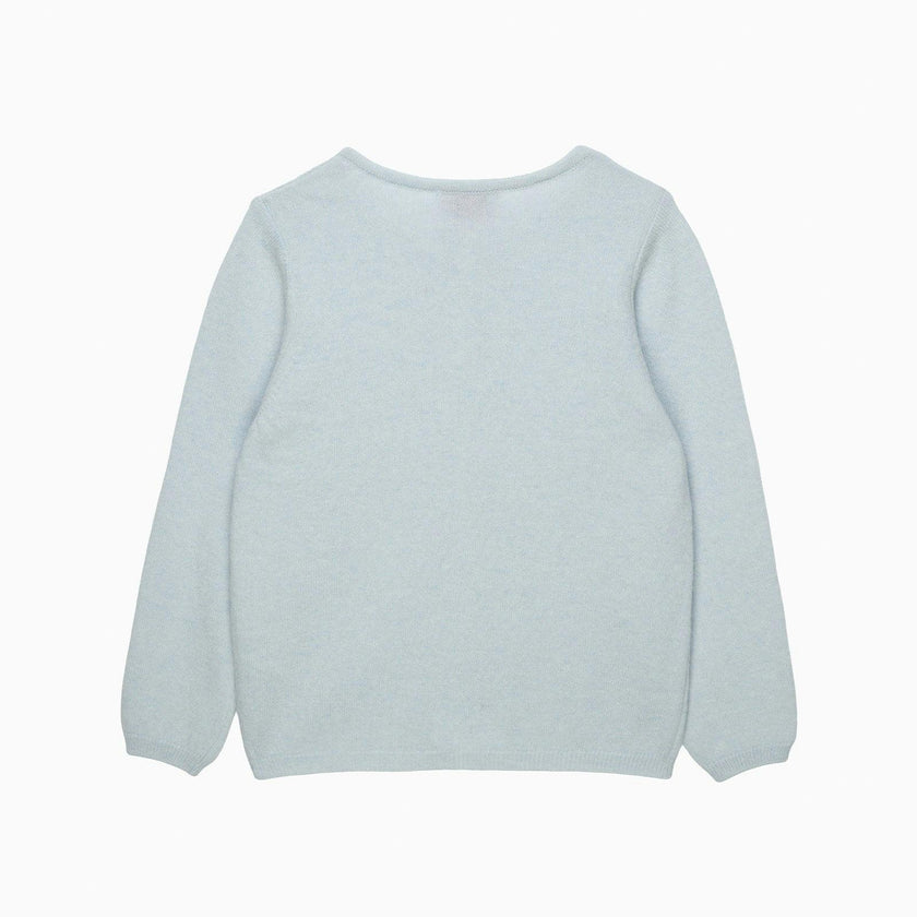 Velvet Bow Cardigan in Pale Blue
