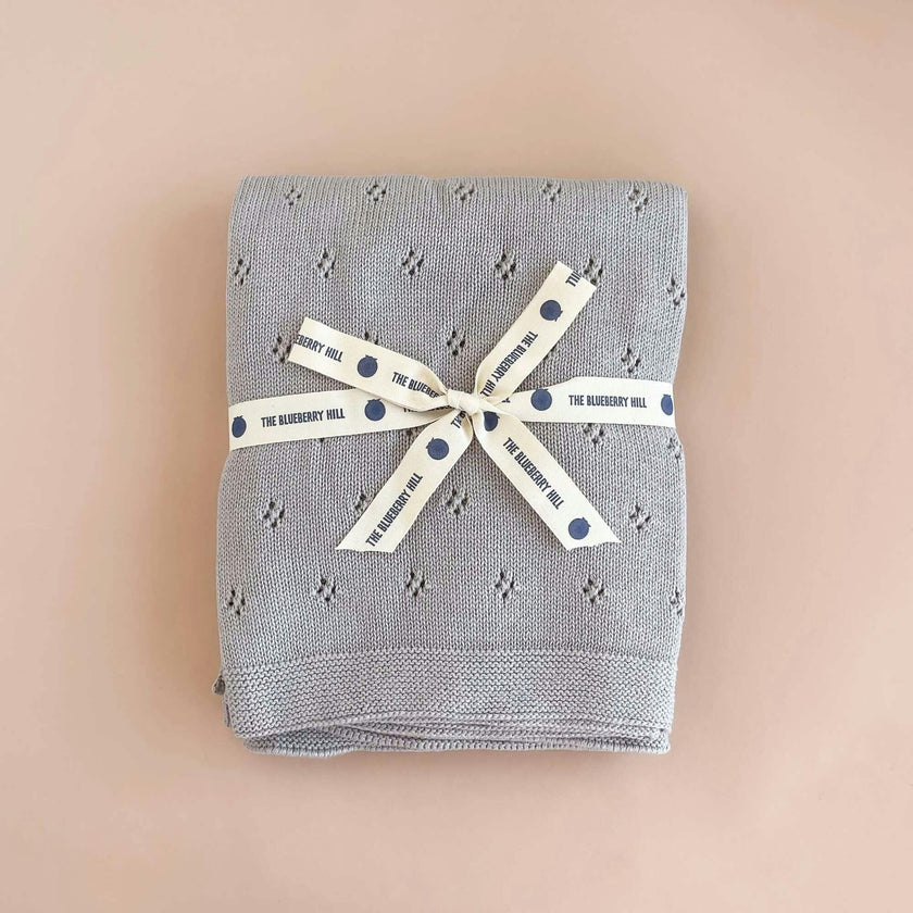 Heirloom Pique Blanket, Light Grey | Organic Cotton