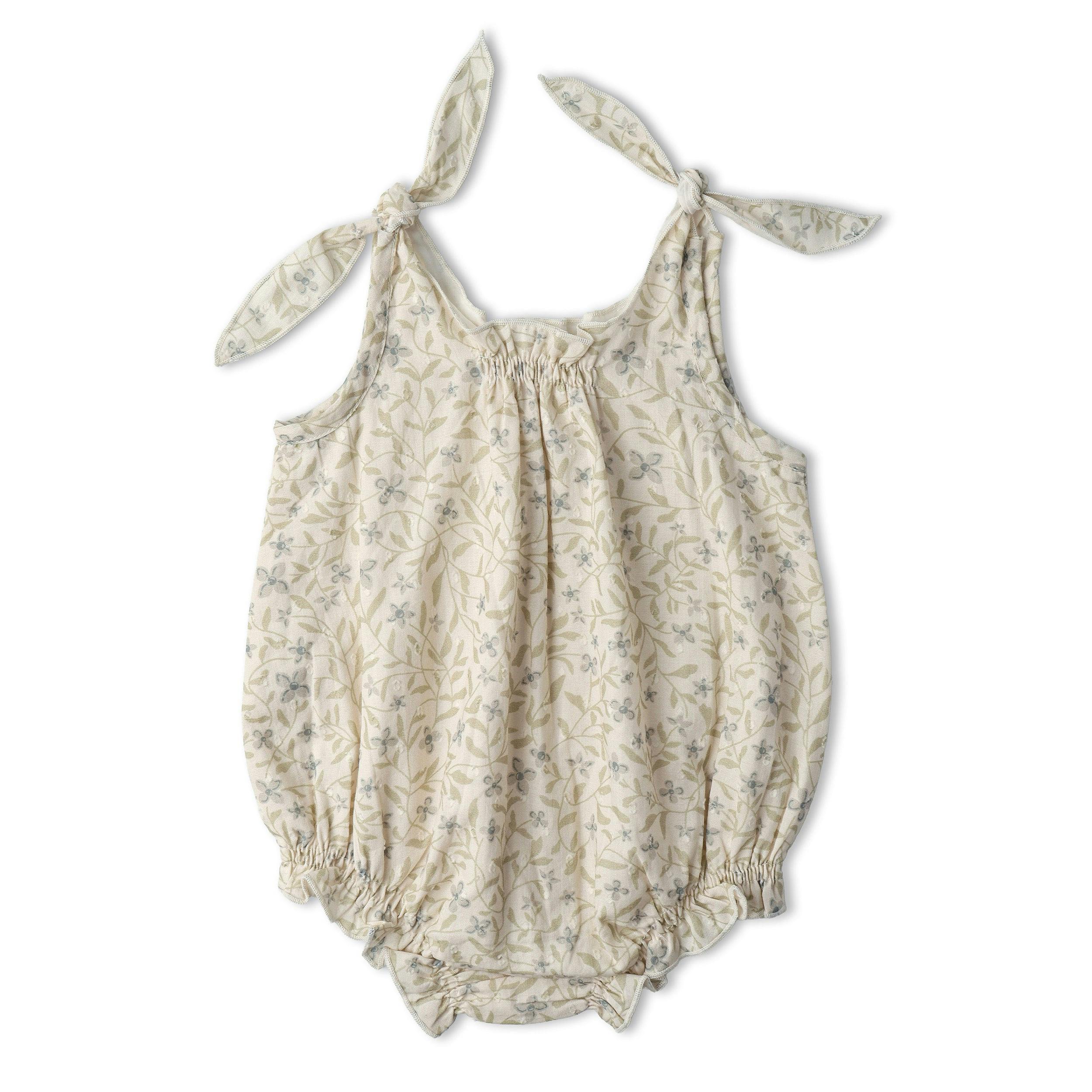 Organic  Tie Shoulder Bubble Romper - Bluebelle