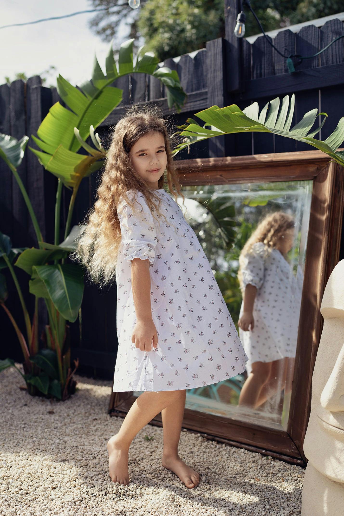 Rose Dot 3/4 Sleeve Dress
