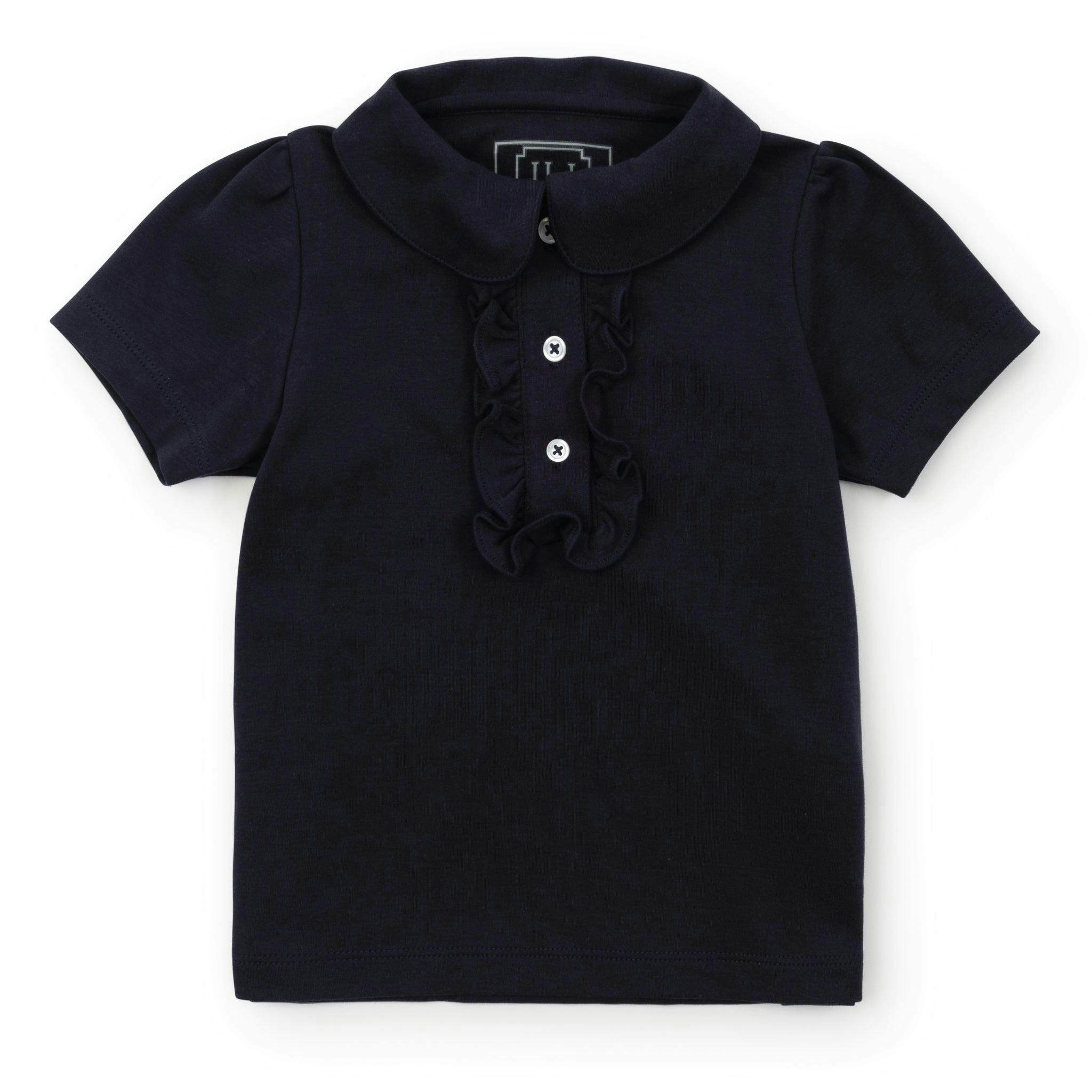 Jane Girls' Pima Cotton Short Sleeve Polo Shirt Navy