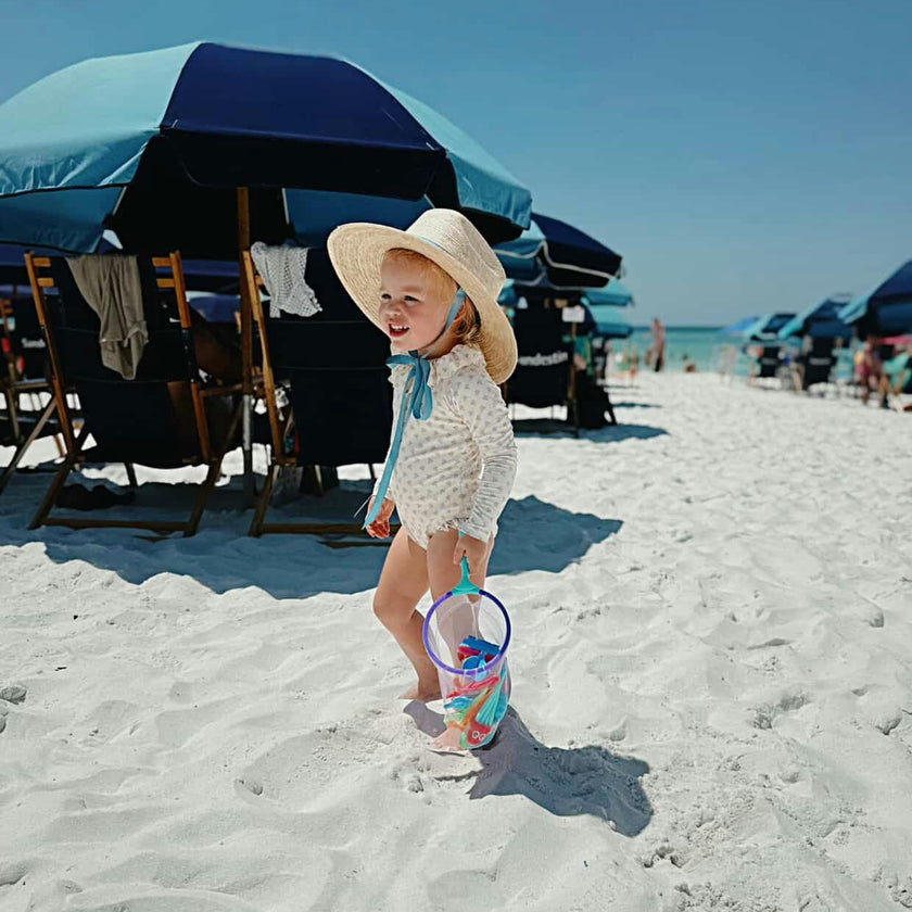 Mommy & Me Sun Hat Set - Hollyhock & Petunia - Long Olive Green Grosgrain Ribbon