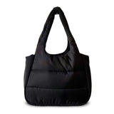 The Astra Puffy Tote with Removable Crossbody Strap in Black