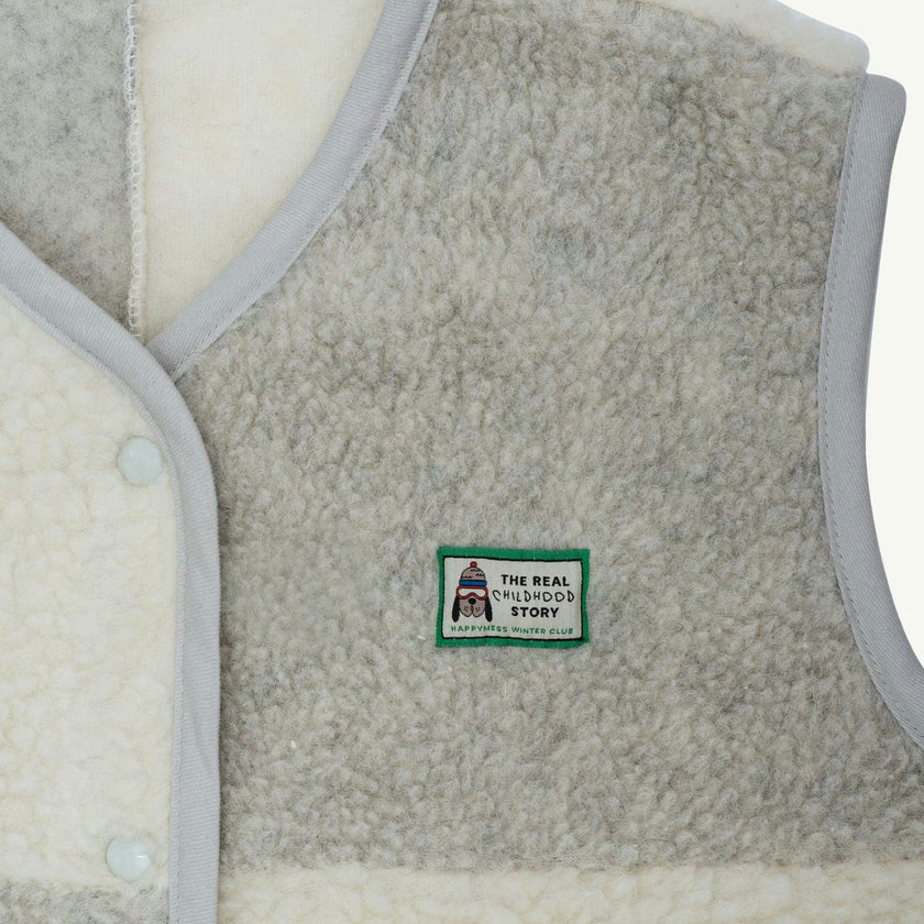 children's merino wool vest - cream & grey