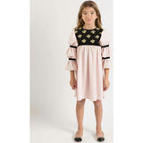 Bella dress (burgundy with golden embroidery blooms)