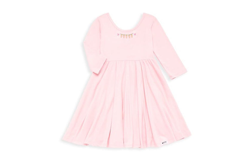 Long Sleeve Twirly Dress With Easter Embroidery
