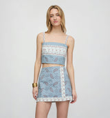The Anya Top - Dusty Blue Gemstone Mosaic Scarf