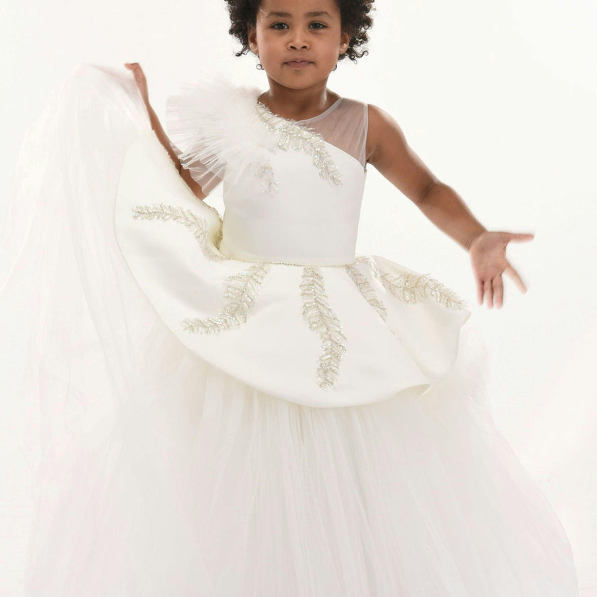 White Villanova Embroidered Tiered Dress