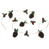 Handmade Christmas Garland and Bunting - Pinecones and Holly Berries Felt and Jute - 6' Arcadia Home