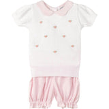 Girls Pink Daisy Sweater Set White/Pink