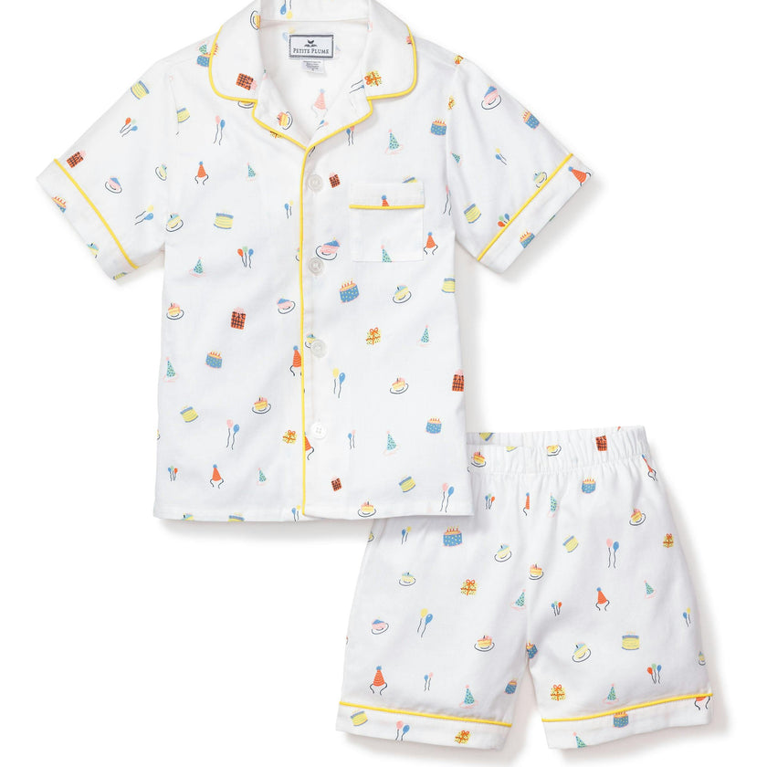 Kid's Twill Pajama Short Set in Birthday Wishes