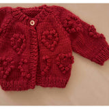 Heart Popcorn Cardigan, Red