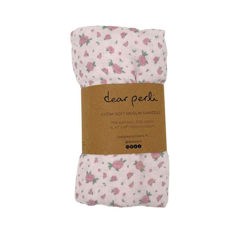 Bamboo Muslin Swaddle Blanket in Rosie Posie