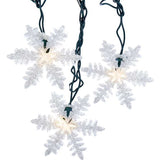 White Glitter Snowflake Cutout 10 String Christmas Party Light Strand Set