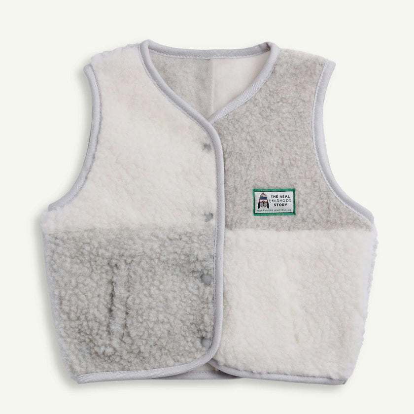 children's merino wool vest - cream & grey