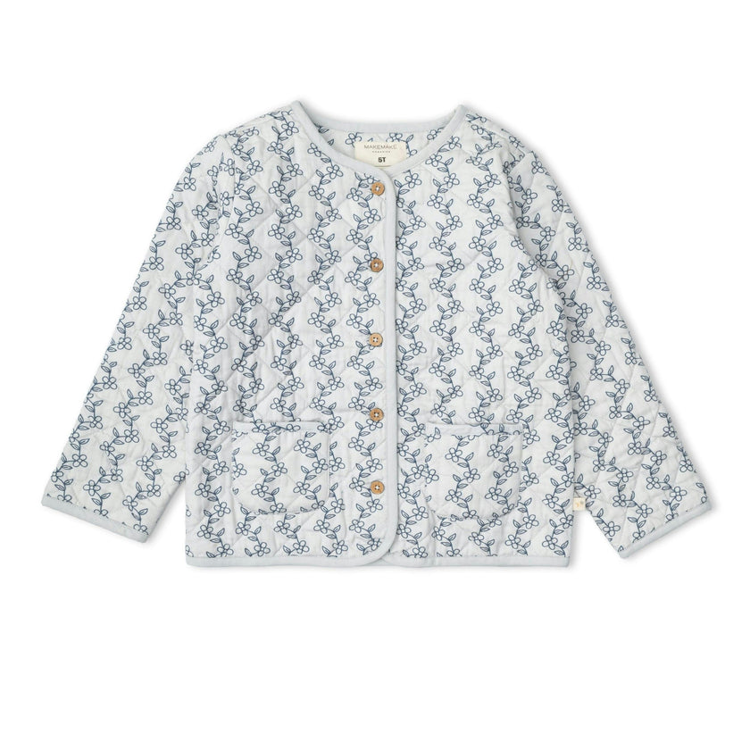 Organic Quilted Buttoned Jacket - Bluebell Vine