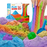 Sleepah Play Sand Sensory Sand Set for Boys & Girls Age 3-8 No Mess Never Dries Out Toy Perfect for Shaping Squeezing Scooping Rolling Molding  36p Set 5 Colors