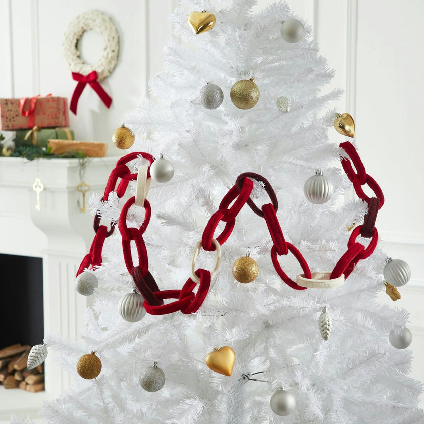 Hand Felted Wool Christmas Garland and Bunting - Loop Chain Red - 6' Arcadia Home