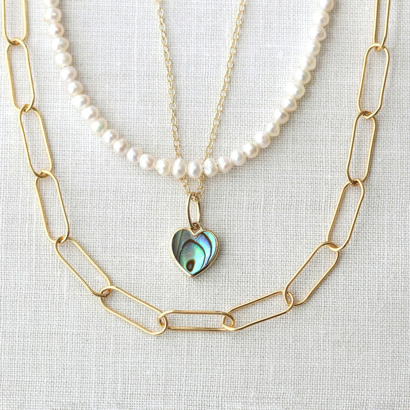 Abalone Heart Charm Necklace