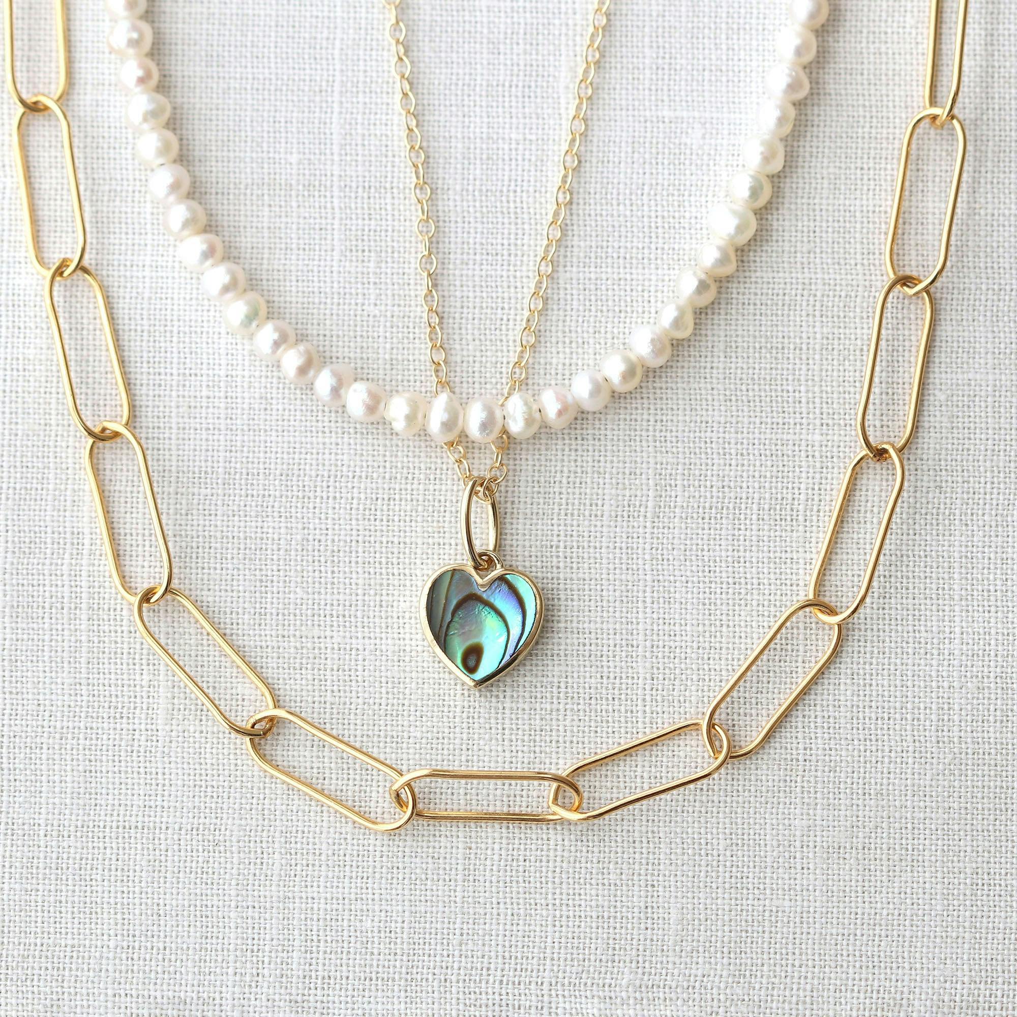 Abalone Heart Charm Necklace