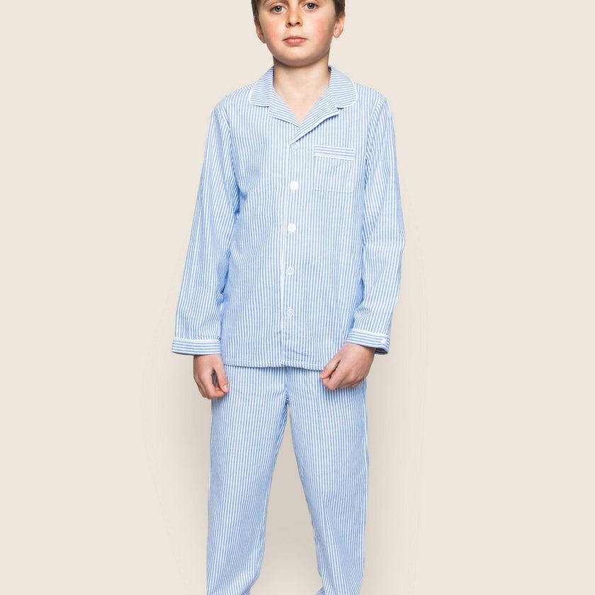 Kid's Twill Pajama Set in French Blue Heritage Stripe
