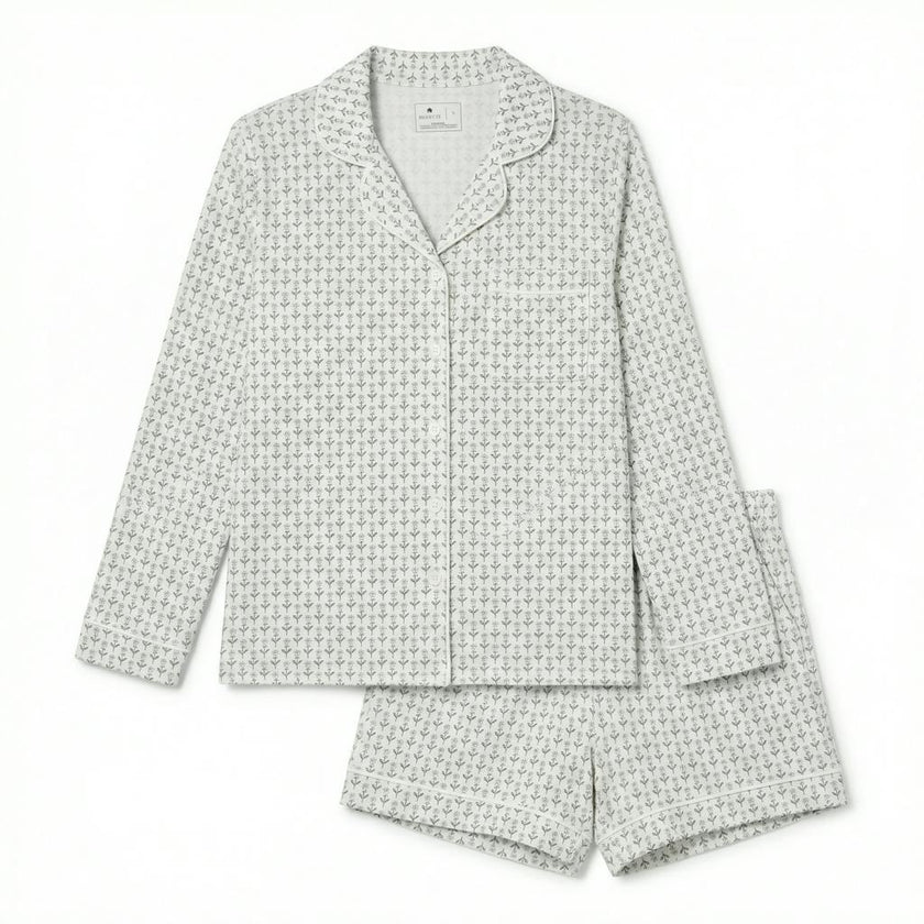 Lavender Lane Long Sleeve & Shorts Bamboo Women's Pajama Set