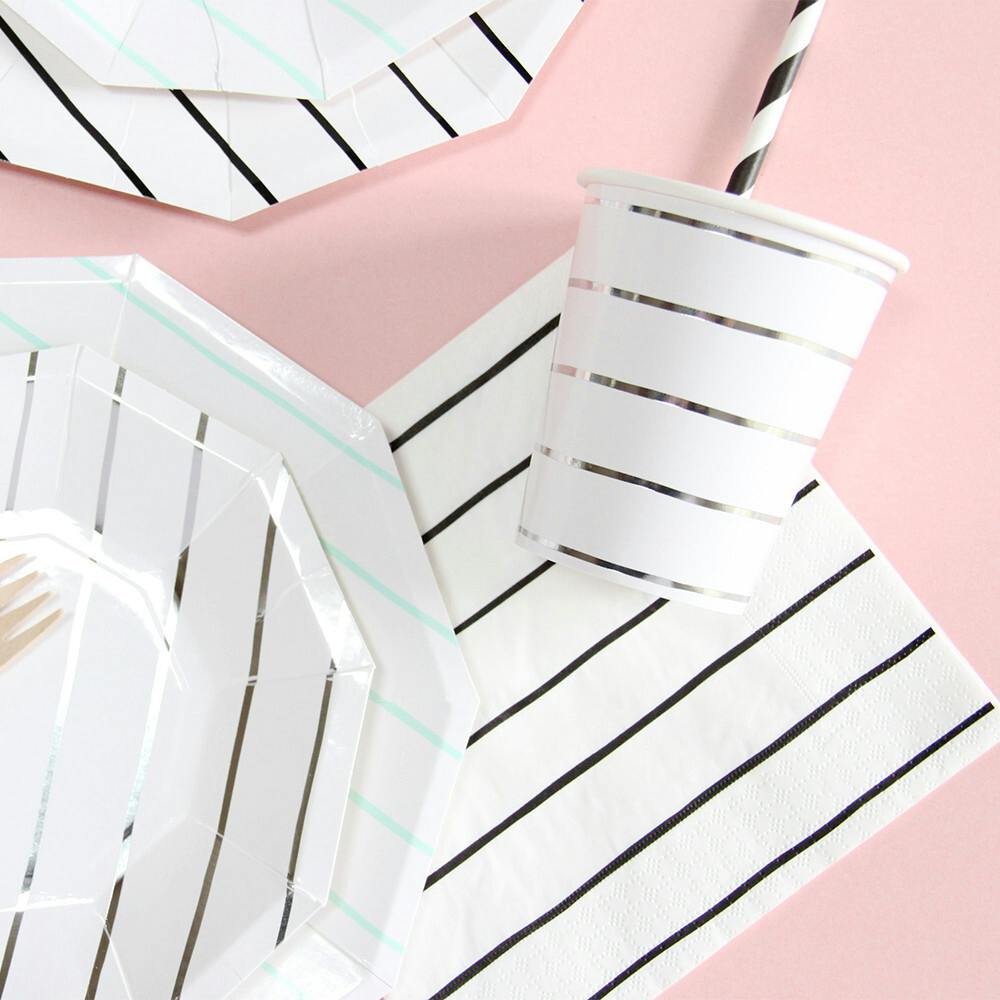 Silver Frenchie Striped Large Napkins