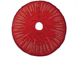 Hand Beaded Starburst Christmas Tree Skirt Red Silk - 60"