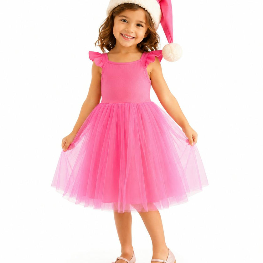 Pink Elf Holiday Dress for Kids – Christmas Tutu Costume & Playwear