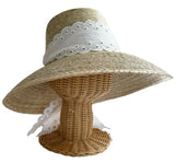 Wildflower Sun Hat - (Preorder Shipping June 15) Antique Eyelet Scallop Lace Wide & Short Ribbon